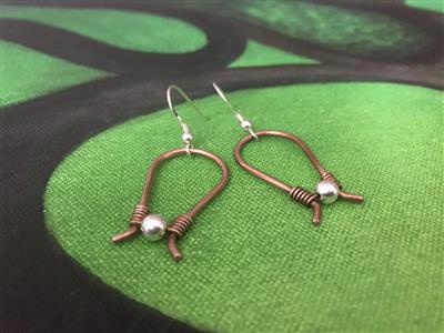 Copper and Sterling Silver Earrings. Classic clean design with high quality silver beads and earring backs.