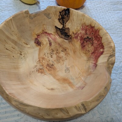 Large Flaming Box Elder Burl Platter/fruit bowl