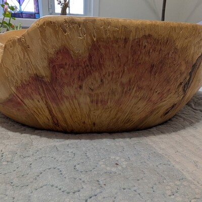 Large Flaming Box Elder Burl Platter/fruit bowl