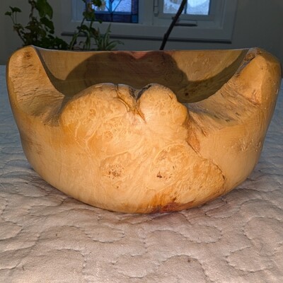 Flaming box elder burl vessel pot purée