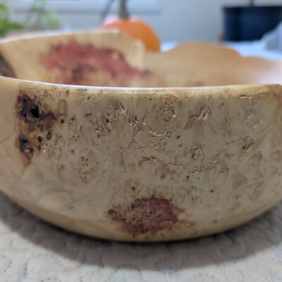 Large Flaming Box Elder Burl Platter/fruit bowl