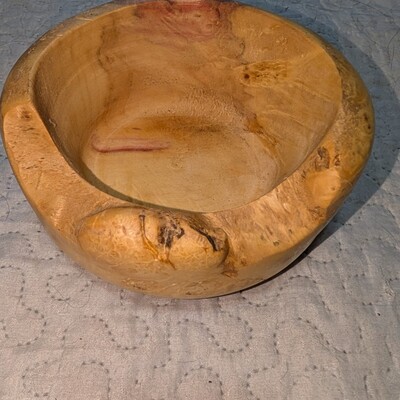 Flaming box elder burl vessel pot purée