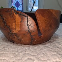 small stained birch yarn bowl