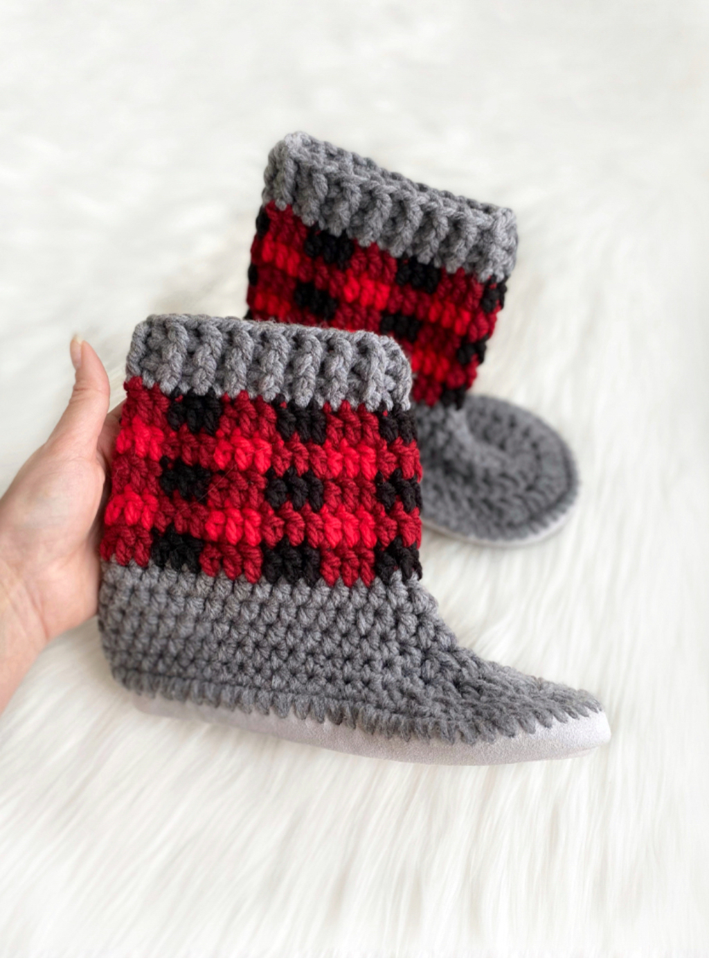 Buffalo plaid shop baby booties