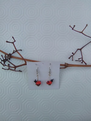 Ladybug glass earrings