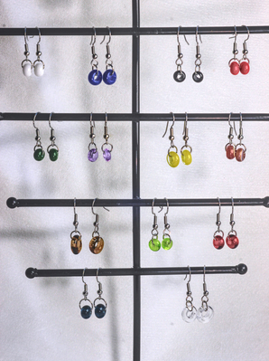 Single glass bead earrings in various colours