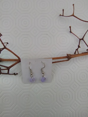 Lavender glass single bead earrings