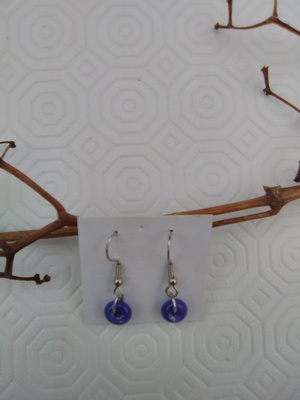 Blue glass single bead earrings