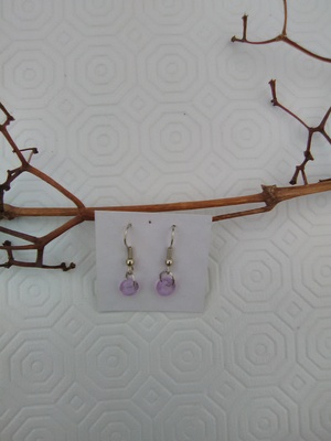 Single bead lilac glass earrings