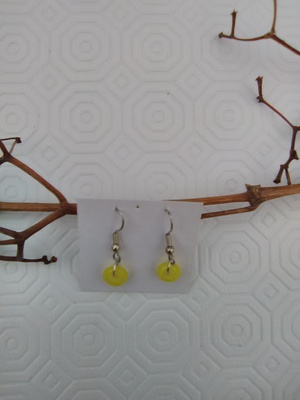 Yellow glass single bead earrings
