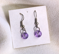 translucent lilac glass bead earrings